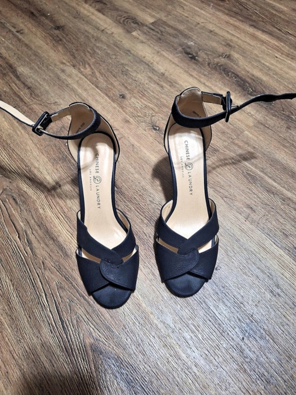 Chinese Laundry Black Ankle Strap Heels